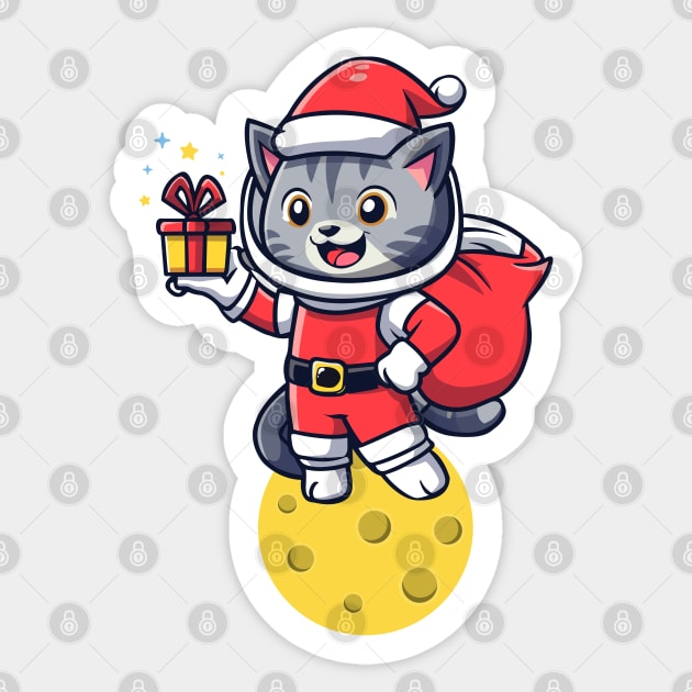 Space cat in Santa Claus suit Sticker by KENG 51